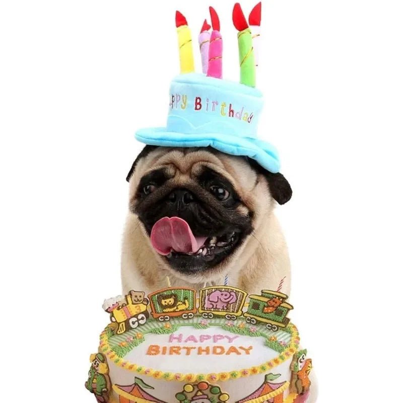 Schattige Verjaardagsmuts voor Honden en Katten - Verstelbare Pluche Pet Cap met Kaarsenontwerp - Hebbr
