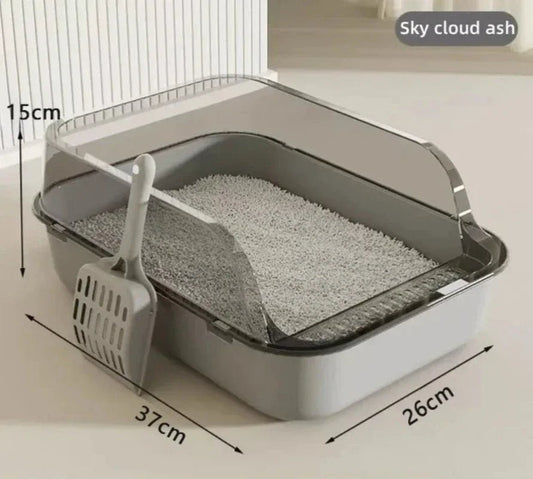 Semi - gesloten kattenbak met verhoogde rand - Splashproof katten toilet voor kittens en kleine katten - Hebbr