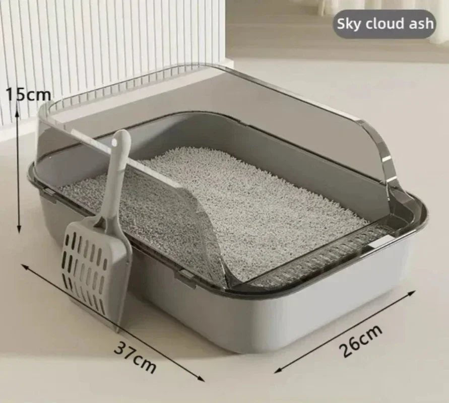 Semi - gesloten kattenbak met verhoogde rand - Splashproof katten toilet voor kittens en kleine katten - Hebbr
