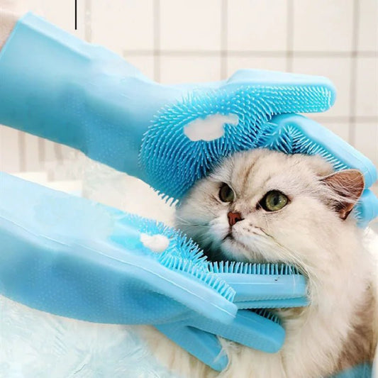 Siliconen Badhandschoenen Voor Huisdieren - Ideaal Voor Honden En Katten, Geschikt Voor Wassen En Borstelen - Hebbr