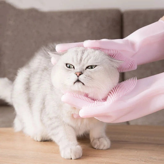 Siliconen Badhandschoenen Voor Huisdieren - Ideaal Voor Honden En Katten, Geschikt Voor Wassen En Borstelen - Hebbr