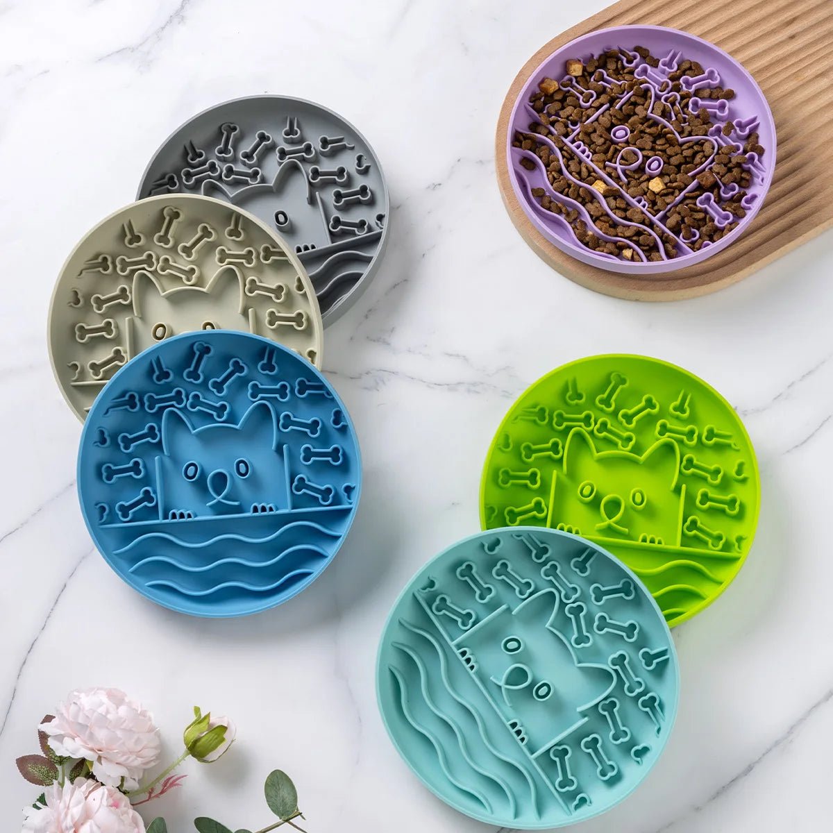 Siliconen Lick Mat voor Honden en Katten - Antislip Voederbak, 25 cm, Groen, BPA - vrij - Hebbr