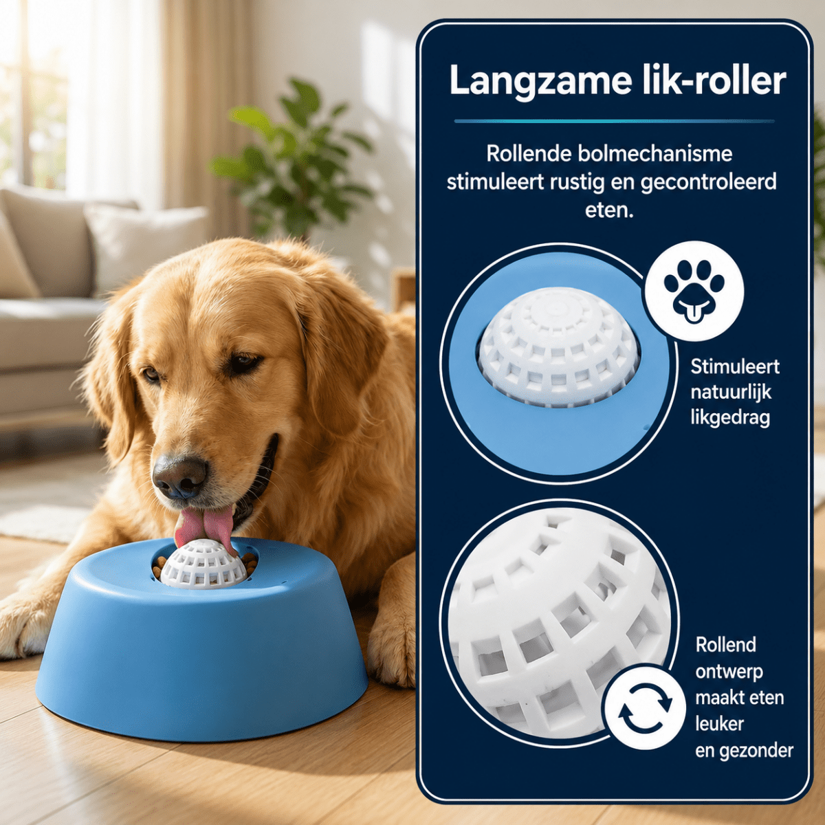 Slow Feeder Hondenkom | Antislip, Interactieve Rollende Bal - Hebbr