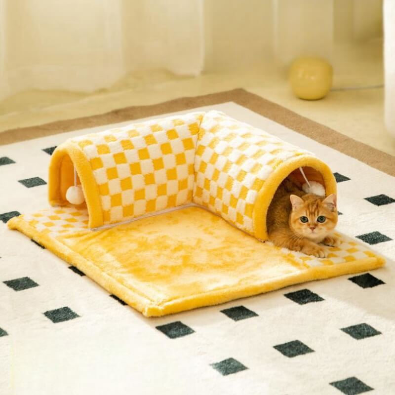 Speeltunnel voor Katten en Kittens - Pluche en Polyester, Ruimtebesparend Ontwerp - Hebbr