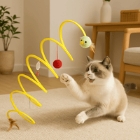 Spiraalvormig Kat Speeltje met Hangende Speeltjes – Speelgoed voor Katten - Hebbr