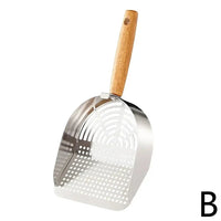 Stalen kattenbak schep met lange handgreep - Efficiënt schoonmaakgereedschap voor kattenbakken - Hebbr