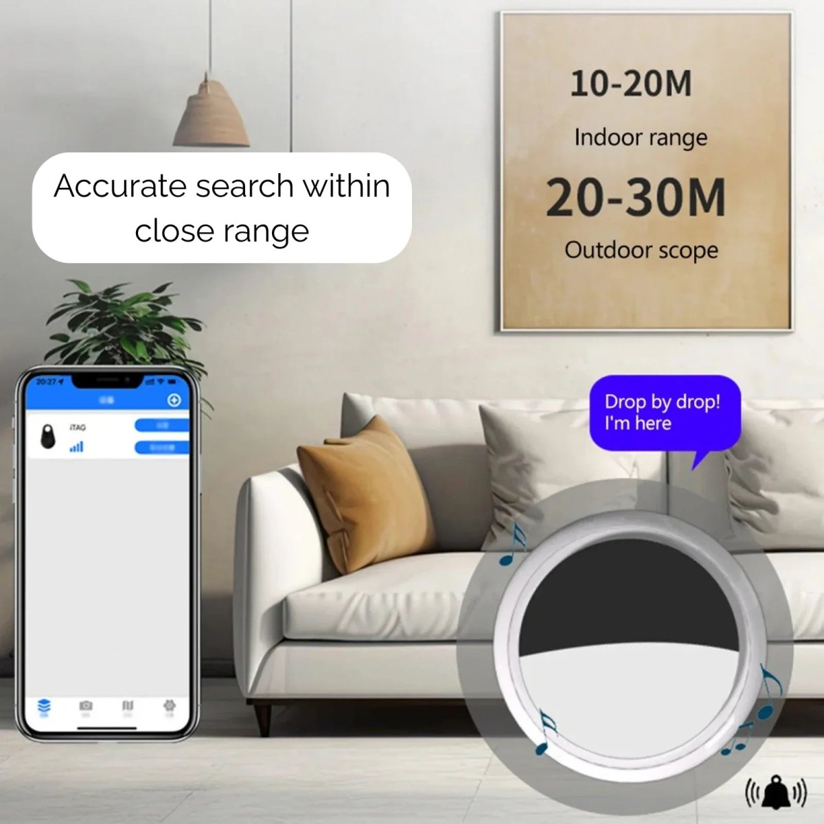 Tracker voor Hond met Reflecterende Halsband 30×30×9 mm – Bluetooth GPS Verbinding - Hebbr