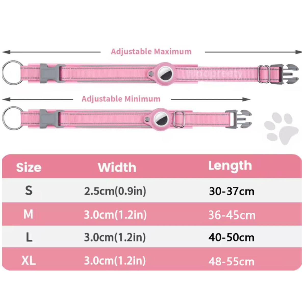 Tracker voor Hond met Reflecterende Halsband 30×30×9 mm – Bluetooth GPS Verbinding - Hebbr