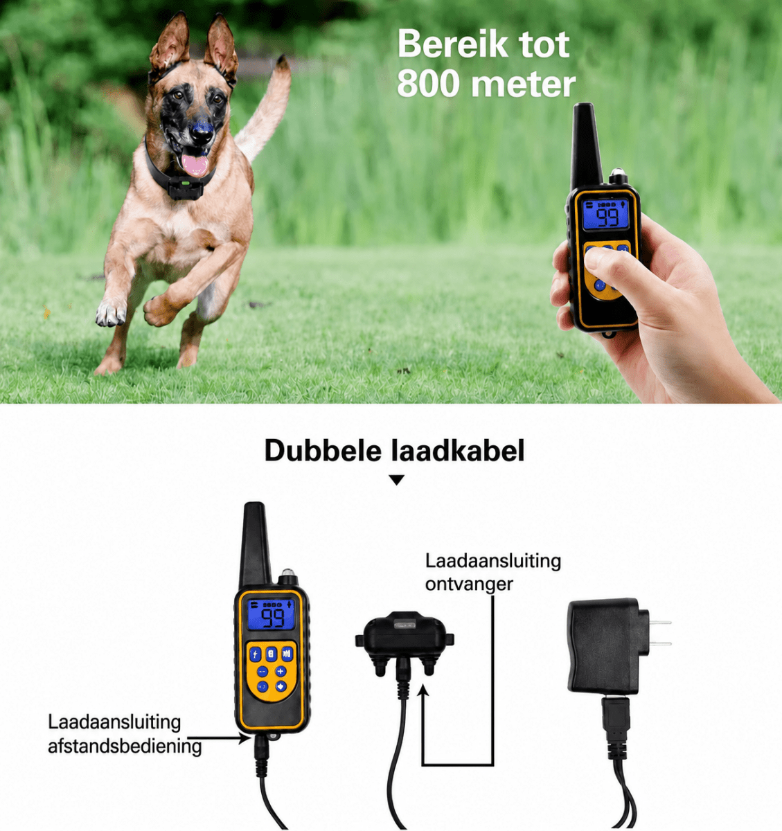 Trainingshalsband | Afstandsbediening, Waterdicht, Instelbare Stimulatie - Hebbr