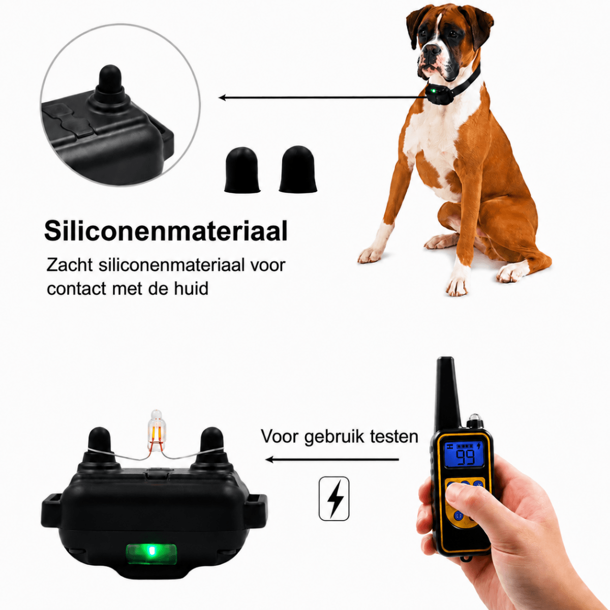 Trainingshalsband | Afstandsbediening, Waterdicht, Instelbare Stimulatie - Hebbr
