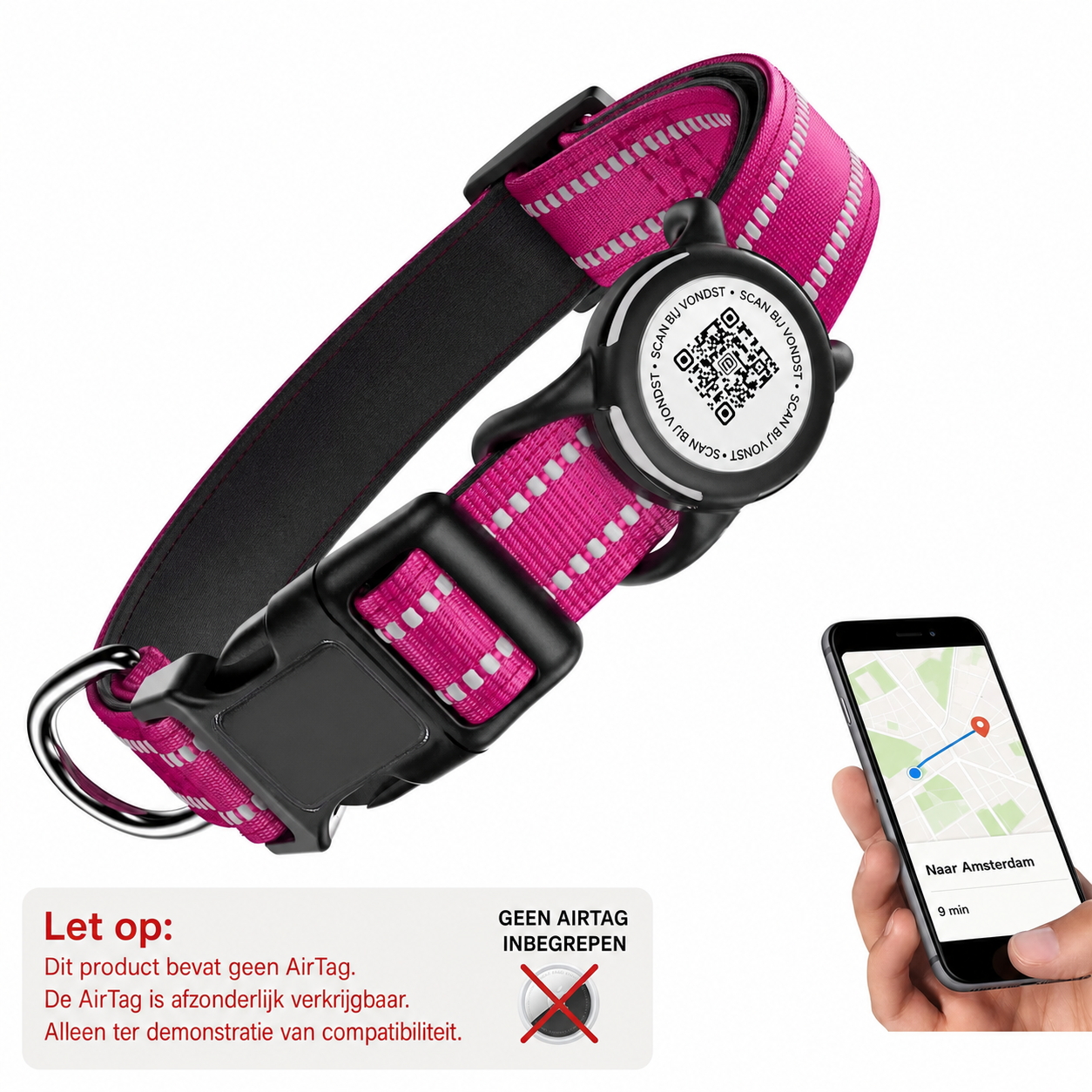 Nederlandse productwaarschuwing voor roze Wavi QR-hondenhalsband - Hebbr