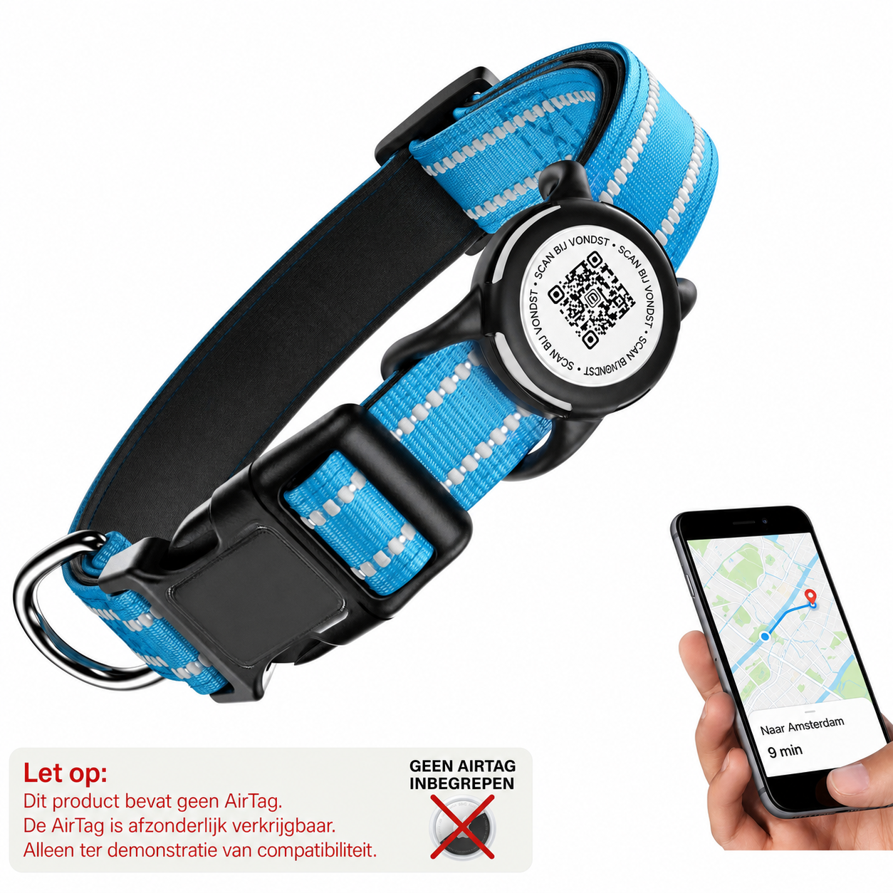 Nederlandse productwaarschuwing voor blauwe Wavi QR-hondenhalsband - Hebbr