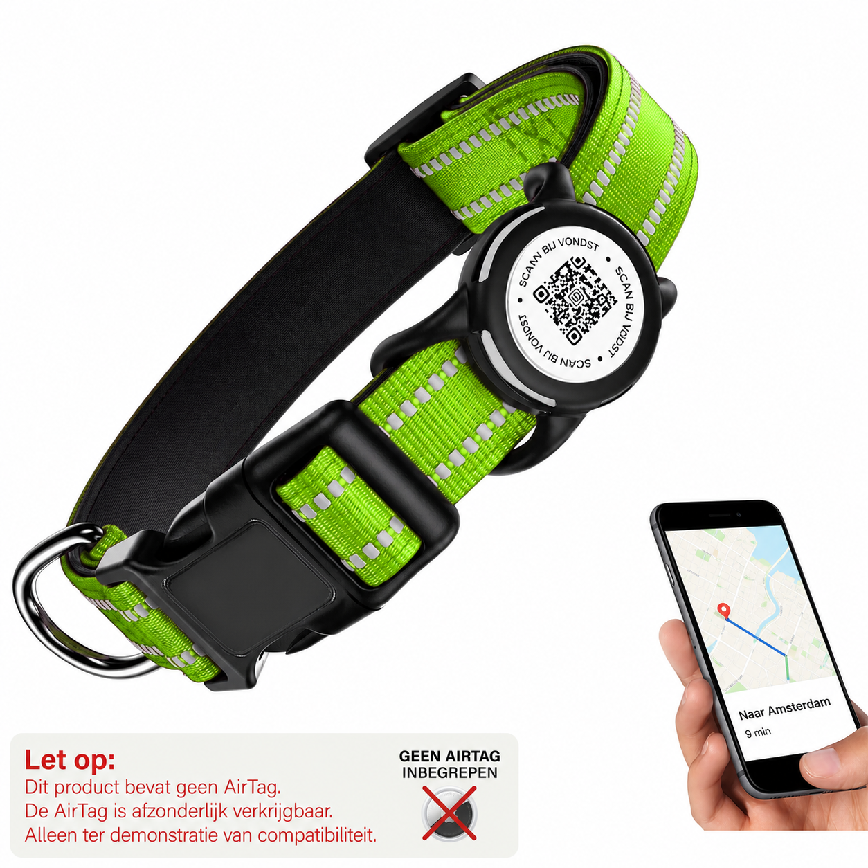 Nederlandse productwaarschuwing voor groene Wavi QR-hondenhalsband - Hebbr