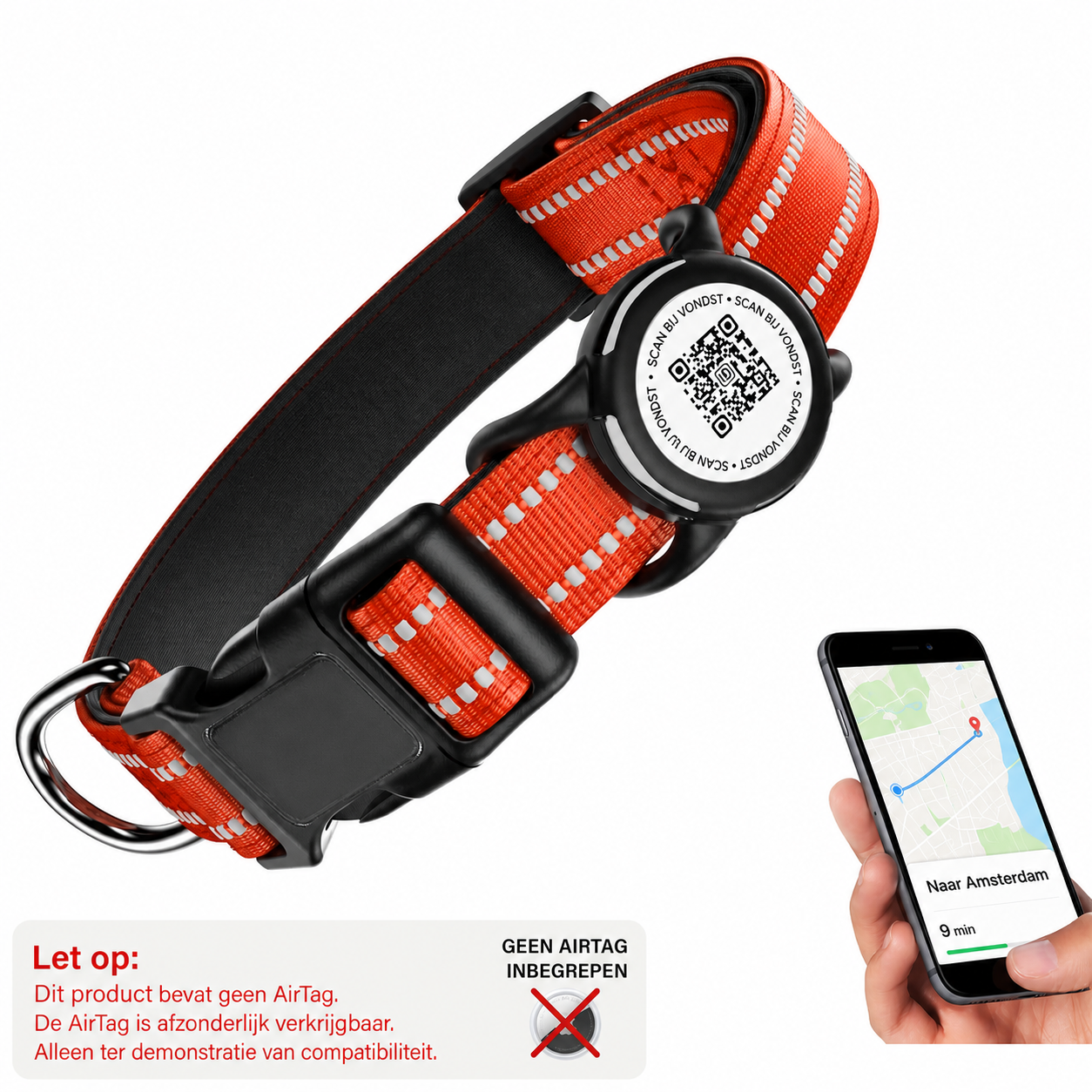 Nederlandse productwaarschuwing voor oranje Wavi QR-hondenhalsband - Hebbr