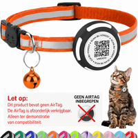 Nederlandse AirTag-waarschuwing voor oranje Aero QR-kattenhalsband - Hebbr