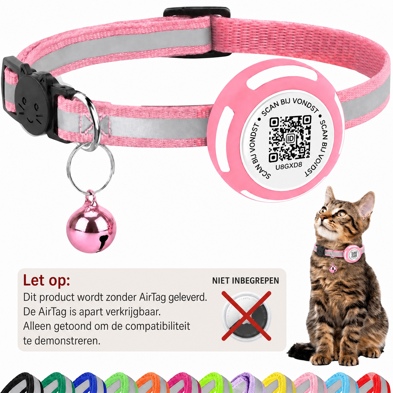Nederlandse AirTag-compatibiliteitsmelding voor Aero kattenhalsband - Hebbr