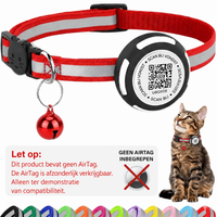 Nederlandse AirTag-waarschuwing voor rode Aero QR-kattenhalsband - Hebbr