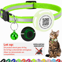 Nederlandse AirTag-waarschuwing voor lichtgevende groene Aero QR-kattenhalsband - Hebbr