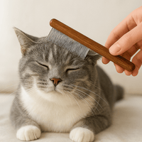 Vachtverzorgingskam voor katten - Roestvrij staal en houten handvat, ideaal tegen haarballen - Hebbr