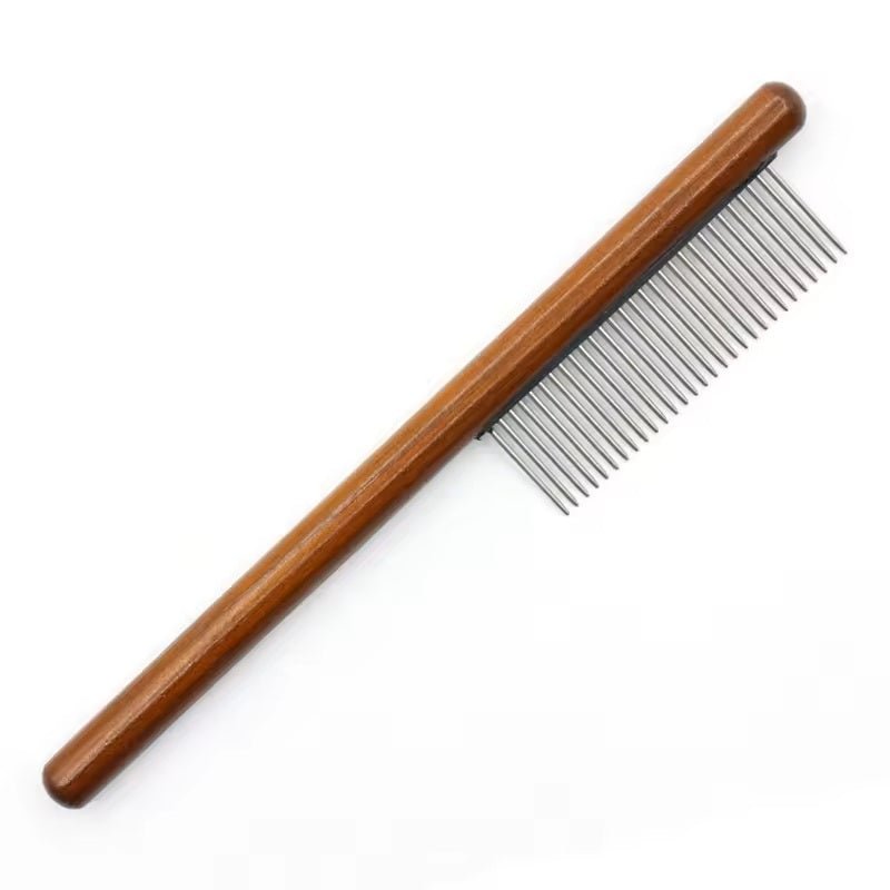 Vachtverzorgingskam voor katten - Roestvrij staal en houten handvat, ideaal tegen haarballen - Hebbr