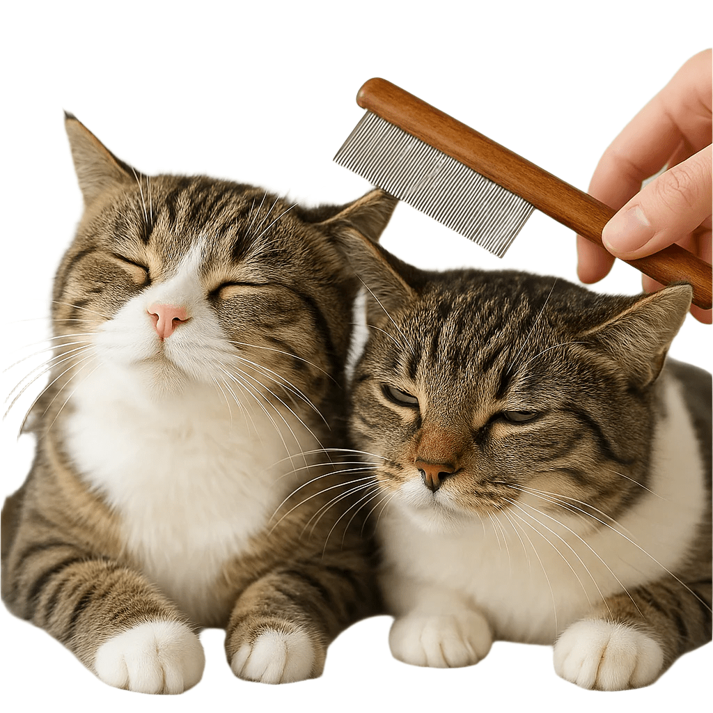 Vachtverzorgingskam voor katten - Roestvrij staal en houten handvat, ideaal tegen haarballen - Hebbr