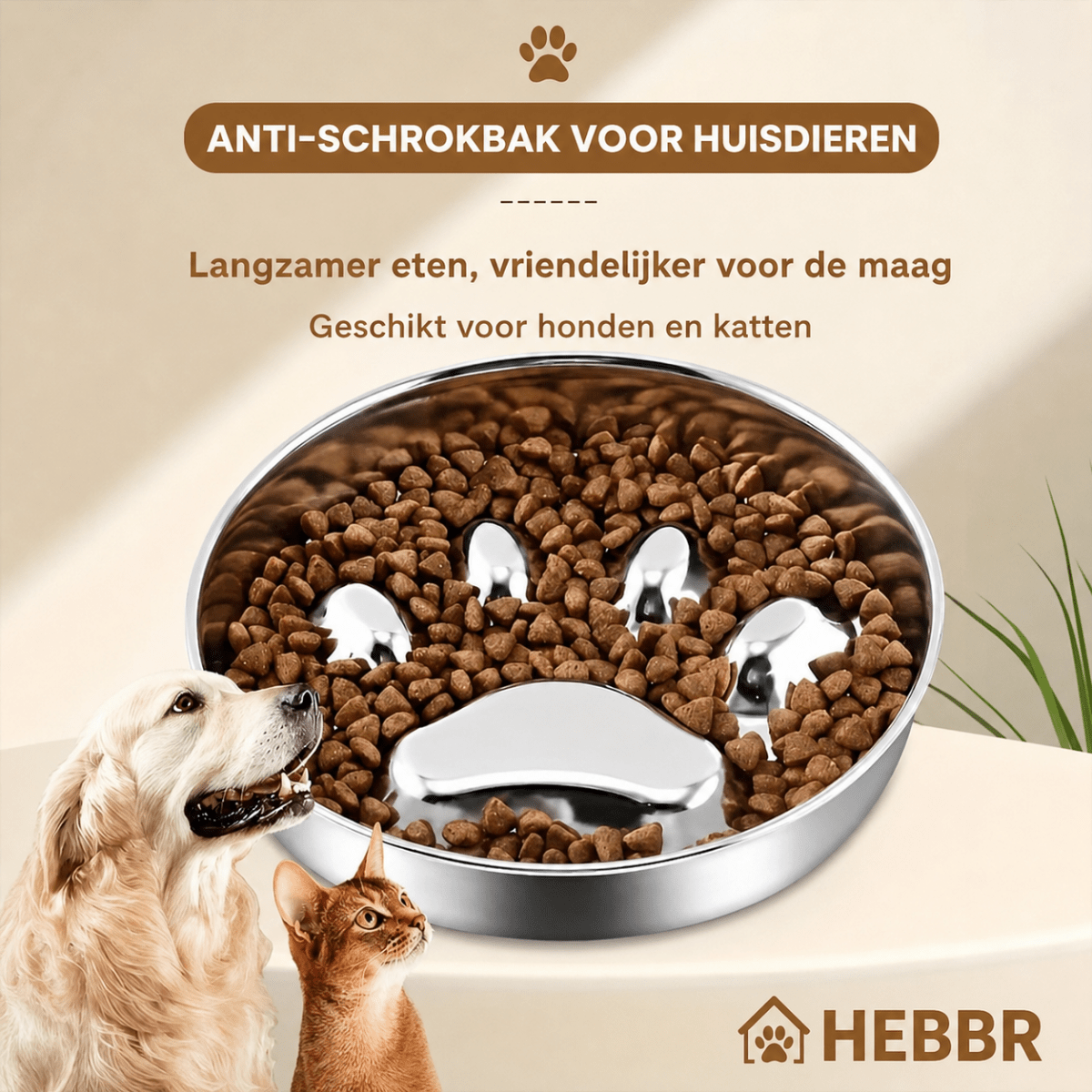 Verhoogde RVS Voerbak - Hebbr