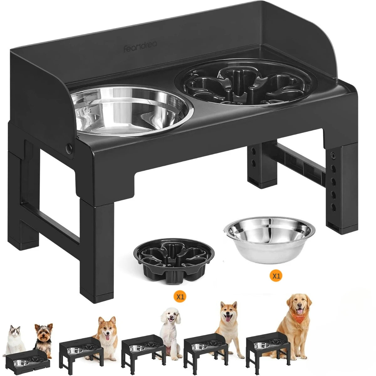 Verstelbare Hondenvoerbak met Standaard en Anti - Slip Ontwerp - Ideaal voor Middelgrote en Grote Honden - Hebbr