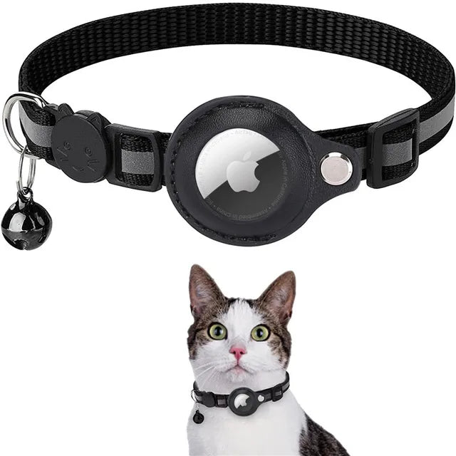 Verstelbare Kattenhalsband met AirTag Locatietracking - Weerbestendig en Reflecterend, 22 - 32 cm - Hebbr