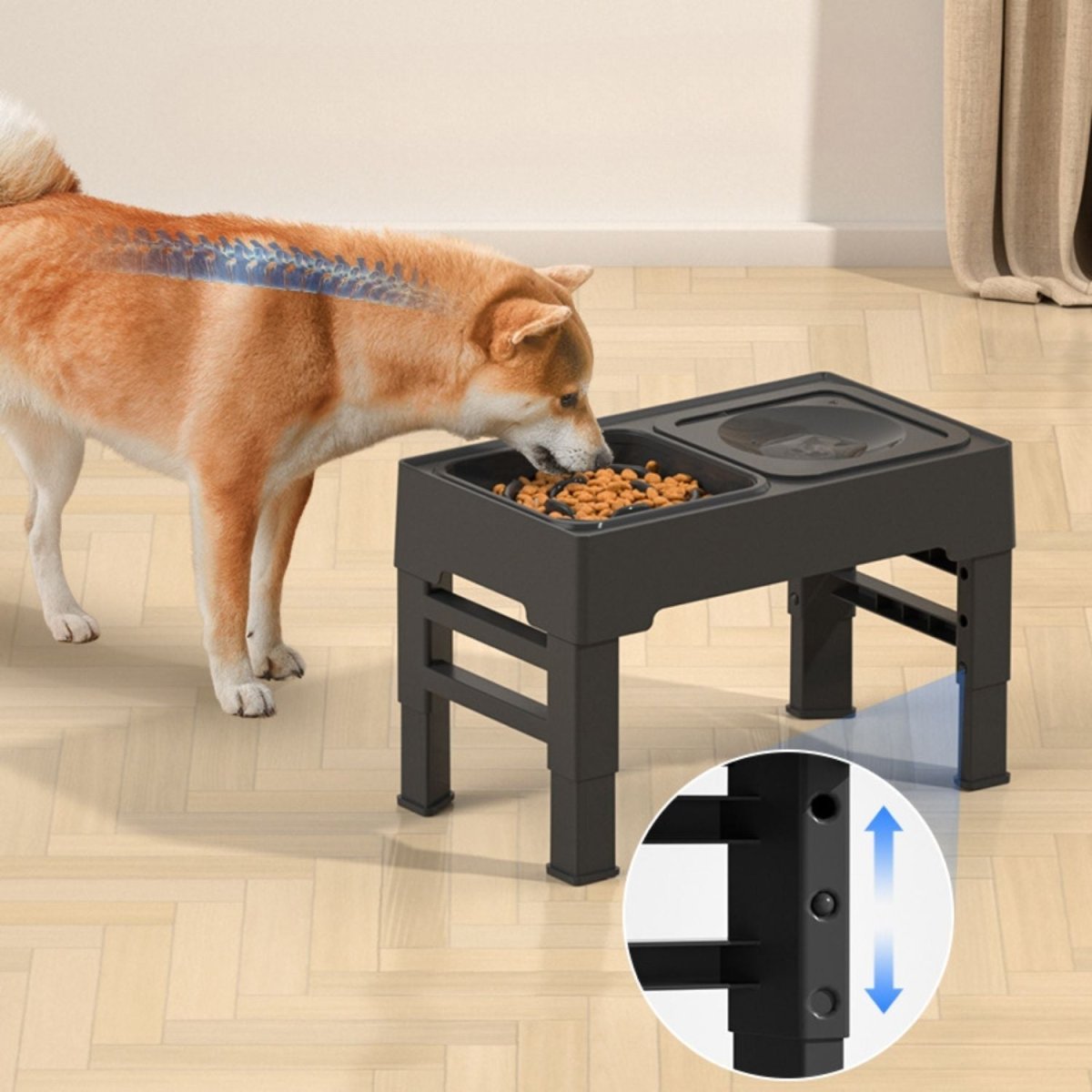 Verstelbare Voerbak voor Honden met orthopedische klachten – Hoogte 9 - 29cm, Anti - Tip Ontwerp - Hebbr