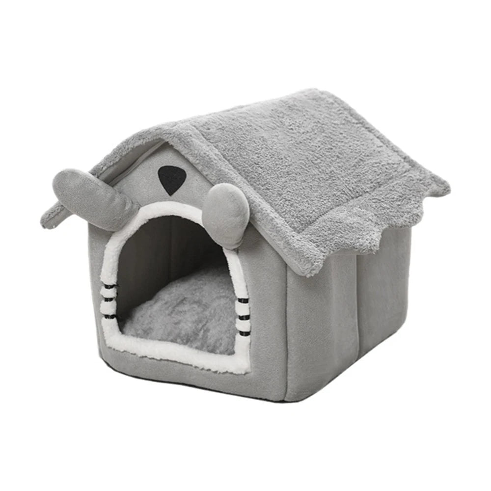 Verwijderbaar Grijs Kattenhuisje Voor Binnen En Buiten - Opvouwbaar, Wasbaar, Vierseizoenen Design - Hebbr