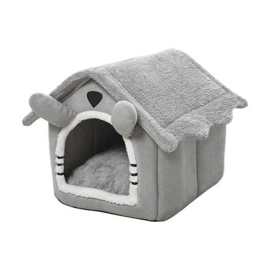 Verwijderbaar Grijs Kattenhuisje Voor Binnen En Buiten - Opvouwbaar, Wasbaar, Vierseizoenen Design - Hebbr