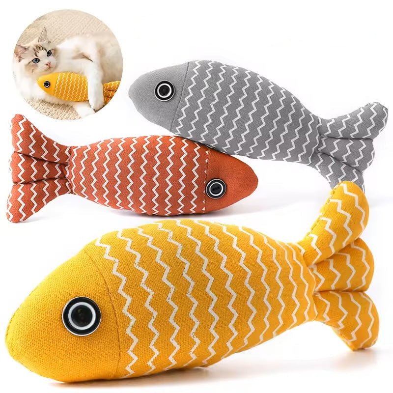 Visvormig kattenspeelgoed met kattenkruid - Zacht rustkussen en actief speelgoed voor katten - Hebbr