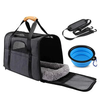 Vouwbare Draagtas voor Huisdieren - Ademend Nylon Oxford, Zwart en Paars, Geschikt voor Katten en Kleine Honden - Hebbr