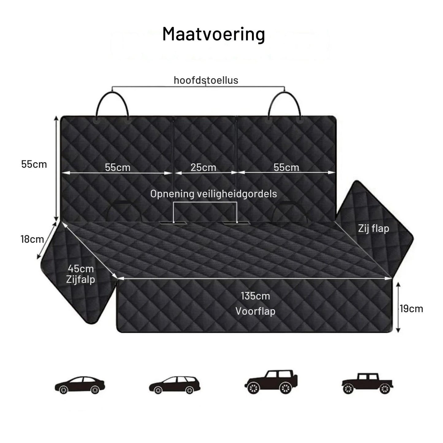 Waterdichte Beschermhoes voor Achterbank – Geschikt voor Grote en Middelgrote Honden, Duurzaam Polyester - Hebbr
