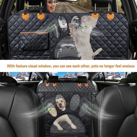 Waterdichte Hond Autostoelhoes voor Achterbank – Met Mesh Raam & Zijrits - Hebbr