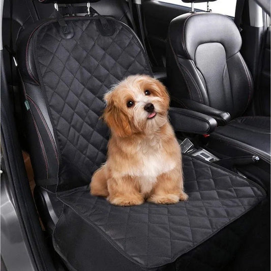 Waterdichte Honden Autostoelhoes 2 - in - 1 Hangmat voor Grote en Middelgrote Honden - Zwart Oxford Stof - Hebbr