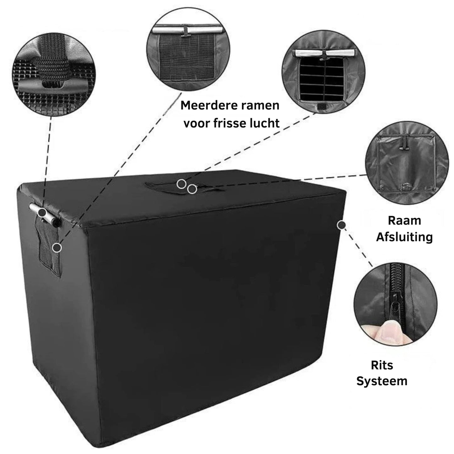 Waterdichte Hondenkennel Cover van Oxford Stof - Winddicht, Opvouwbaar en Ademend voor Grote Honden - Hebbr