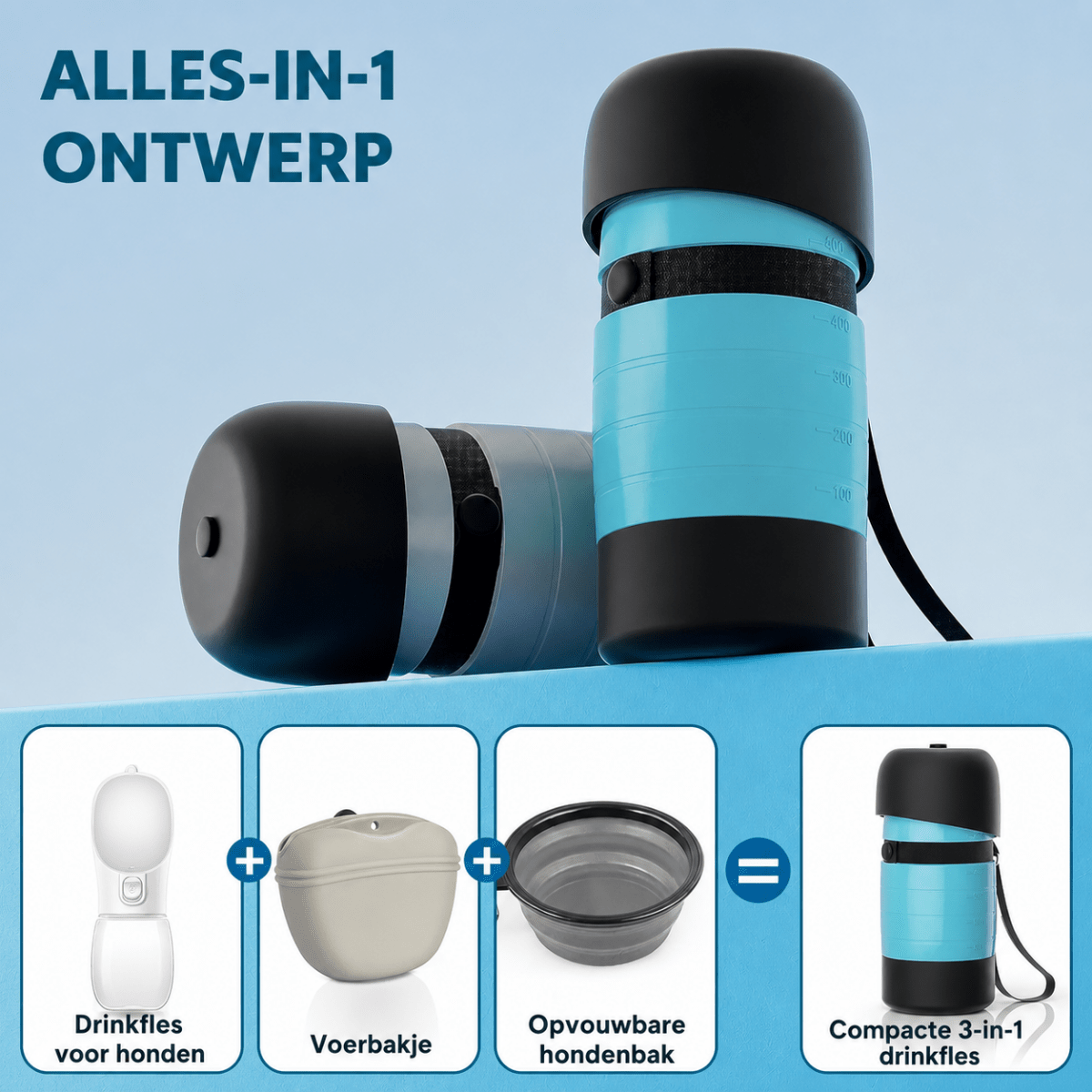 Waterfles Voedselcontainer - Hebbr