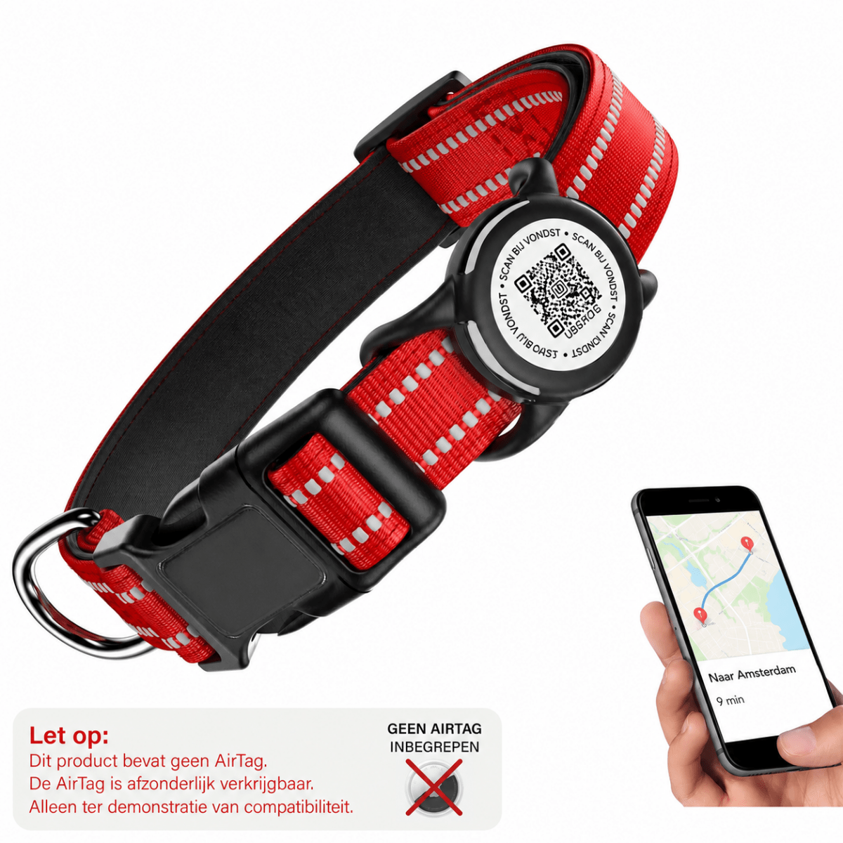 Wavi Hondenhalsband | Waterdicht, Reflecterend met QR-code - Hebbr