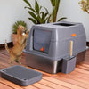 XXL RVS Kattenbak met Deksel - Grote Afsluitbare Litter Tray voor Katten tot 10 kg - Hebbr