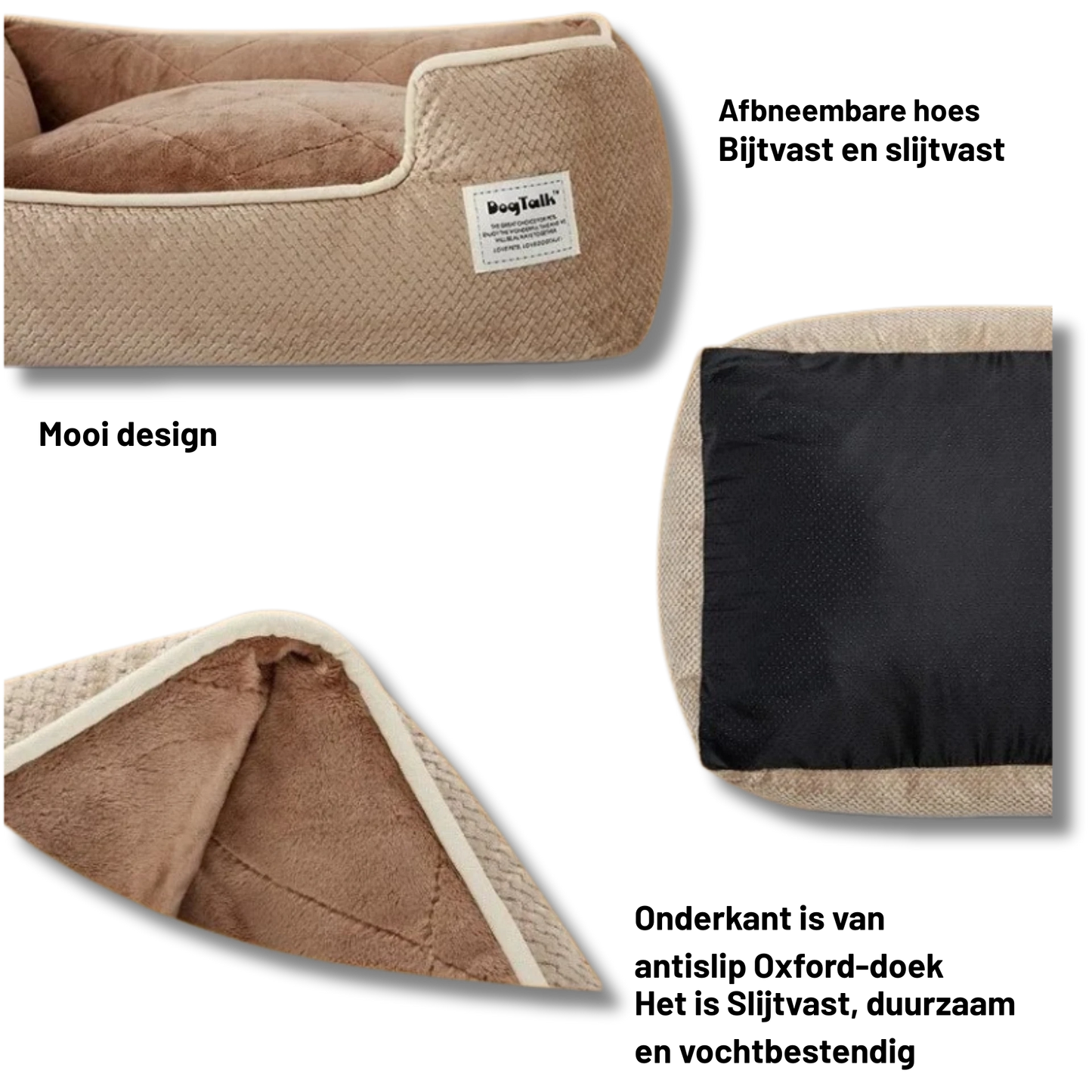 Zacht Hondenbed met Antislip Bodem, Wasbaar Fleece Bed voor Grote Honden en Katten - Comfortabel en Duurzaam - Hebbr