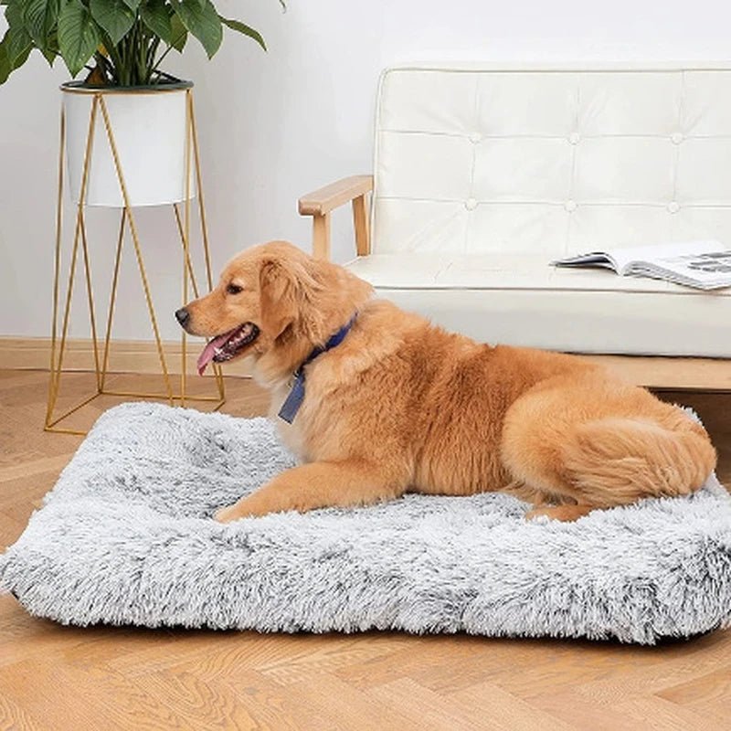 Zacht Katoenen Hondenbed Voor Grote Honden - Fluffy Rechthoekige Hondenmand Voor Diepe Slaap - Hebbr